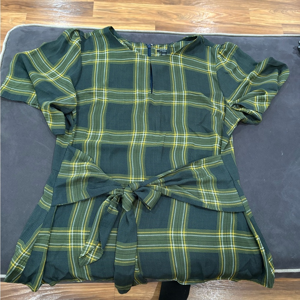 Ann Taylor Green Plaid Dress
